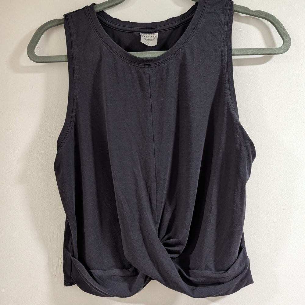 Athleta Dark Gray Twist Front Tank Top